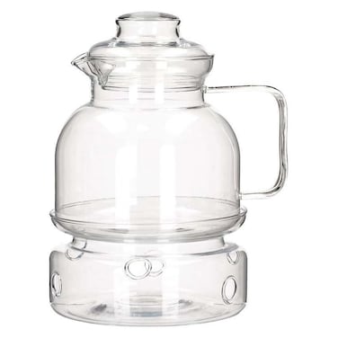 إبريق شاي زجاجي تيرميسيل مع سخان شمعة - 1.5 لتر - شفاف