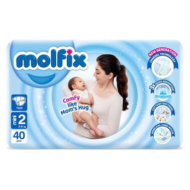 Molfix Baby Diapers - Size 2 Mini 3-6 kg - 40 Diapers