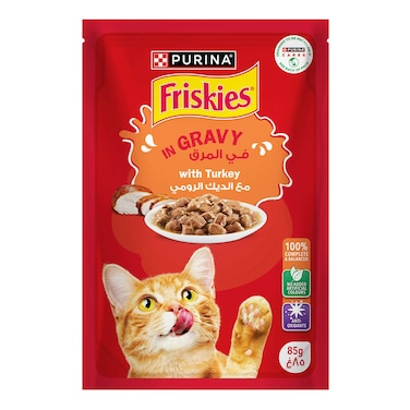 طعام قطط بورينا فريسكس بالديك الرومي مع المرق - 85 جم