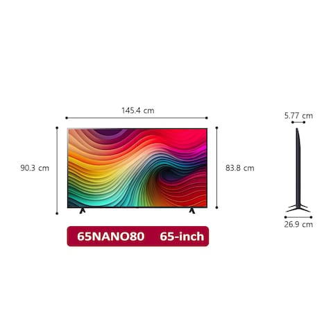 تلفزيون ال جي نانوسيل الذكي 65 بوصة 4K فائق الدقة - 65NANO80 + مسرح منزلي هدية مجانية
