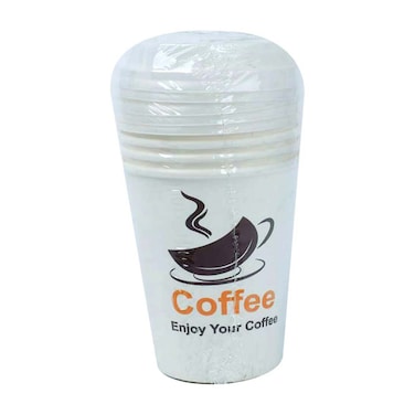 اكواب ورقية بغطاء طيبة - 5 أكواب - أبيض