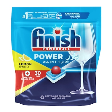 Finish Powerball Dishwasher Tablets with Lemon Scent - 30 Tablets