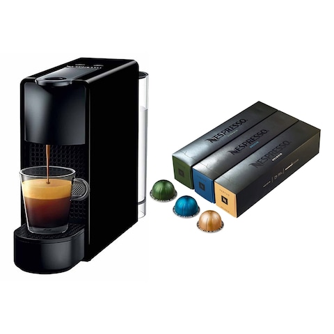 Nespresso Essenza Mini Capsules Espresso Machine - 0.7 Liter - Black - C30-EU2-BK-NE1 + 30 Free Coffee Capsules