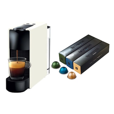 ماكينة تحضير الاسبريسو نيسبريسو اسينزا ميني 0.6 لتر 19 بار - ابيض - C30-EU2-WH-NE1 مع 30 كبسولة قهوة مجانية