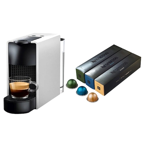 Nespresso Essenza Mini Coffee Machine 0.6 Liters 19 Bar  - Silver - C30-EU2-SI-NE1 + 30 Free Coffee Capsules