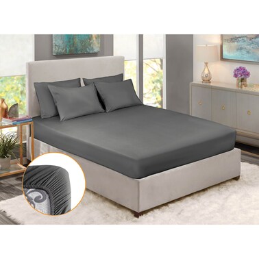 ملاية فوربد بحواف مطاطية - 180 * 200 سم - رمادي غامق