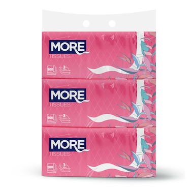 More Facial Tissues - 500 Tissue - 3 Count