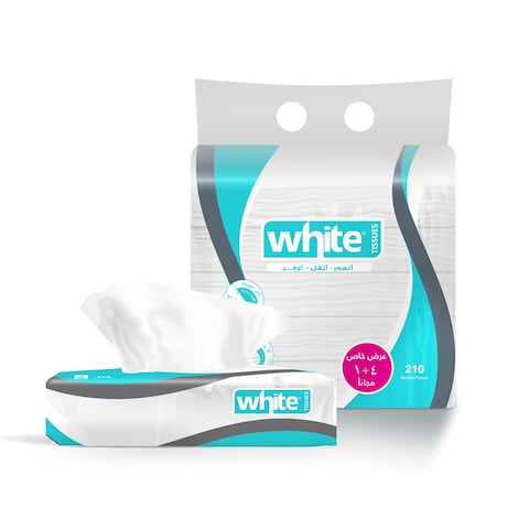 White Facial Tissues - 210 x 5 Tissues