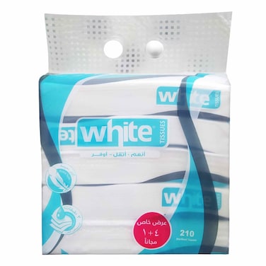 White Facial Tissues - 210 x 5 Tissues