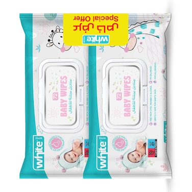White Wipes - Baby - 72 Wipes x 2
