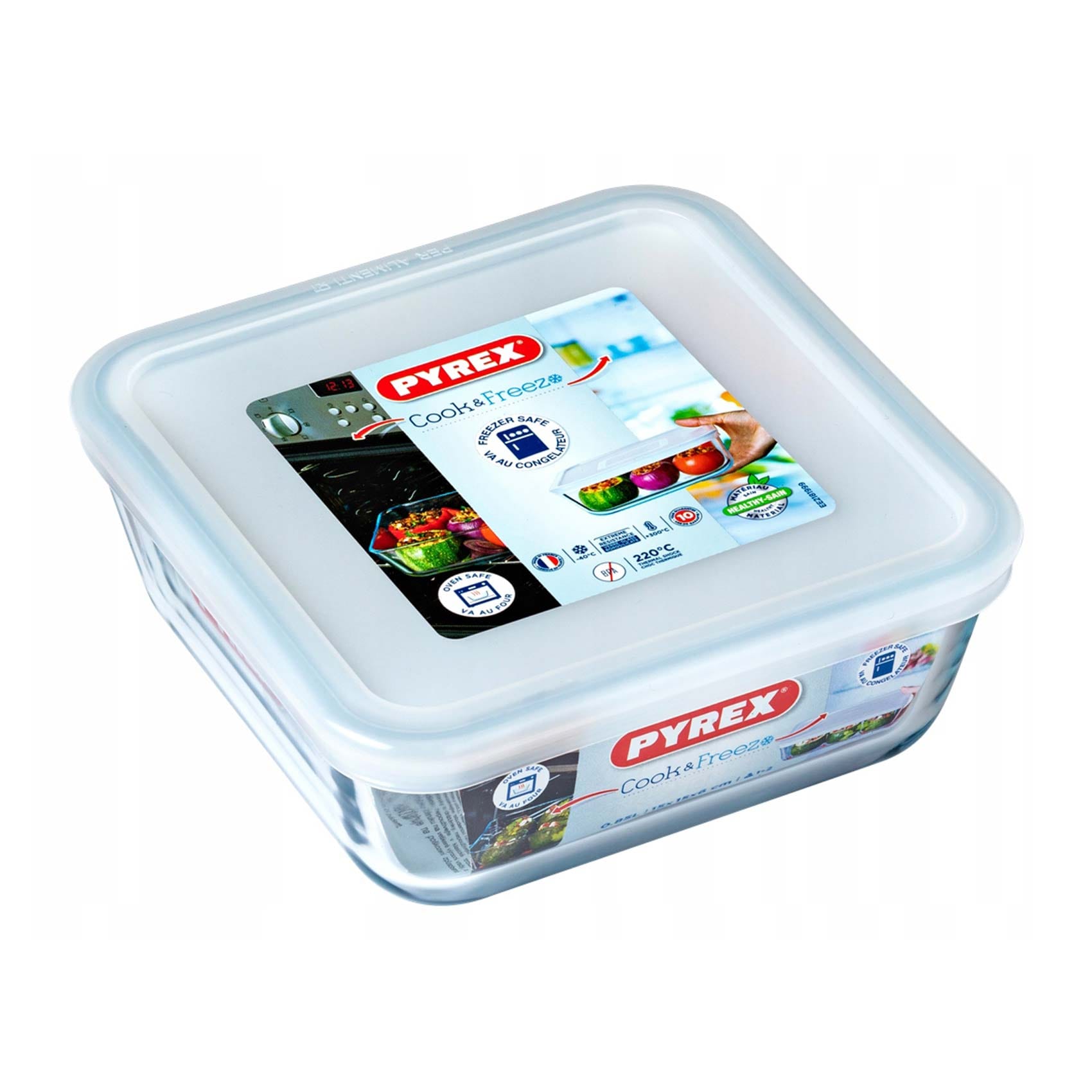 Buy Pyrex Cook and Freeze Square Food Container - 0.85 Liter - 15 Cm ...
