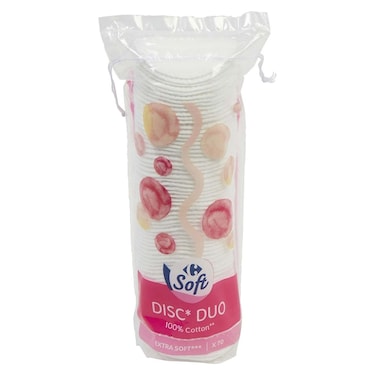 Carrefour Soft Duo Makeup Remover Pads - 70 Pieces
