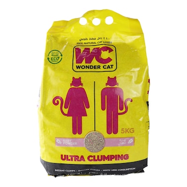 Wonder Cat Ultra-Clumping Cat Litter with Baby Powder Scent - 5 kg