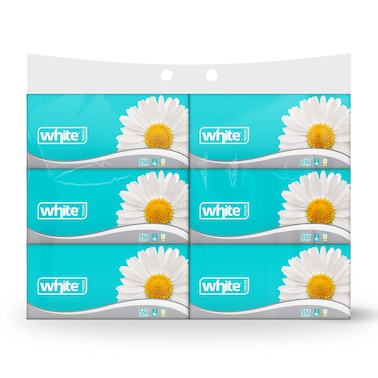 White Facial Tissues - 550 Tissue - 6 Packs