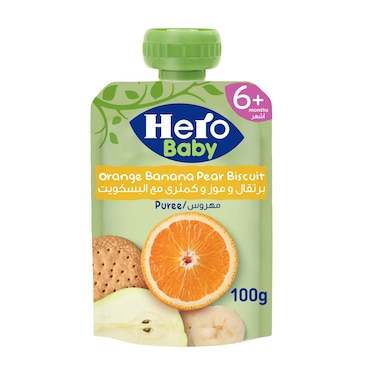 Hero Baby Pouch Orange Banana Pear Biscuit - 100 gm