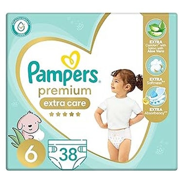 بامبرز بريميوم اكسترا كير حفاضات أطفال - مقاس 6 - 38 حفاضة