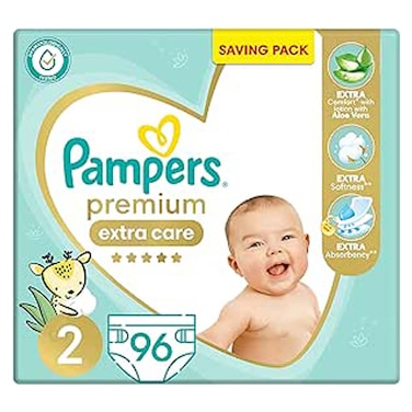 Pampers Premium Extra Care Diapers - Size 2 - 3-6 Kg - 96 Diapers