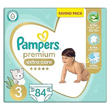 Pampers Premium Extra Care Diapers - Size 3 - 6-10 Kg - 84 Diapers
