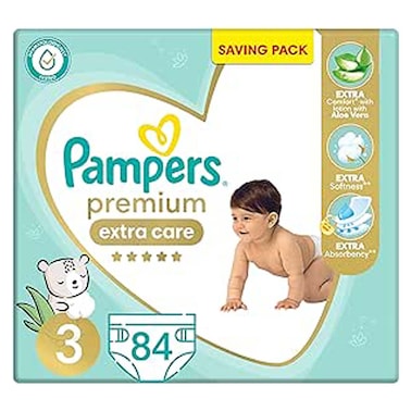 Pampers Premium Extra Care Diapers - Size 3 - 6-10 Kg - 84 Diapers