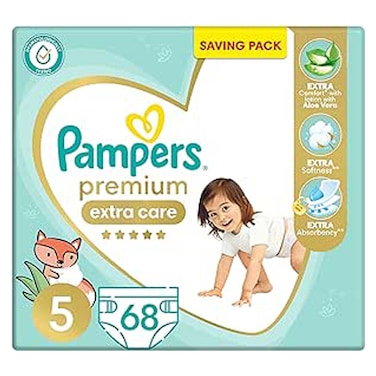 Pampers Premium Extra Care Diapers - Size 5 - 11-25 Kg - 68 Diapers