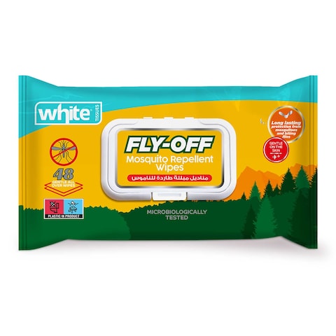 White Mosquito Repellent Wipes - 48 Wipes