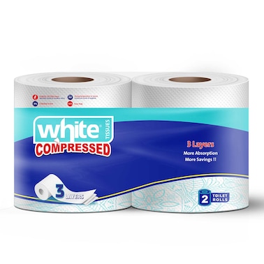 White Toilet Tissue Roll Compressed - 2 Rolls