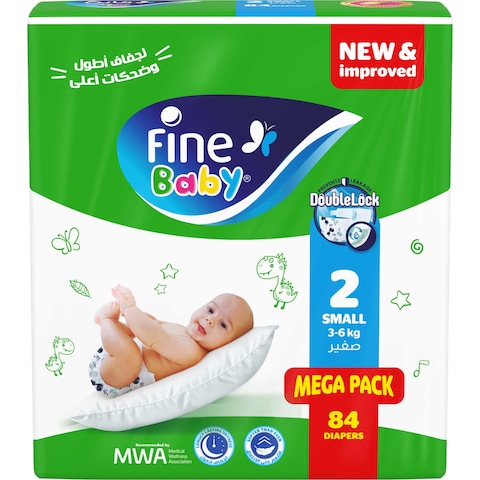 Fine Baby Diapers - Size 2 - 3-6 kg - Small - 84 Diapers