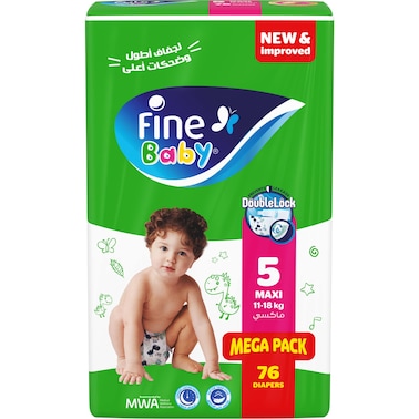 Fine Baby Diapers - Size 5 Maxi 11-18kg - 76 Diapers