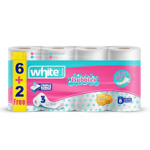 White Bubble Toilet Paper - 8 Rolls