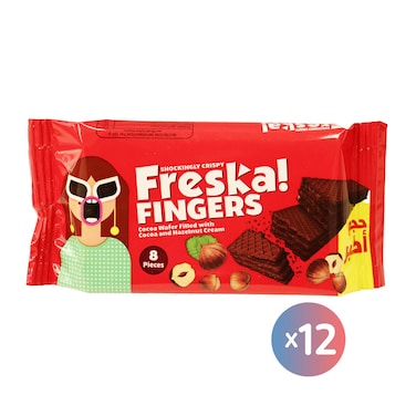  فريسكا فينجرز ويفر كاكاو محشو بندق - 8 أصابع - 12 باكو