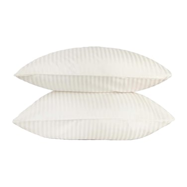 أكياس مخدة مخططة لا كوليكشن - 70 * 50 سم - كريمي - قطعتين