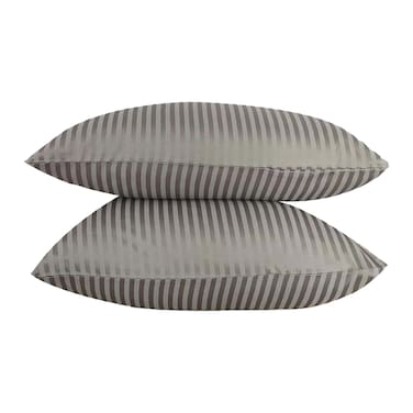 أكياس مخدة مخططة لا كوليكشن - 70 * 50 سم - رمادي - قطعتين