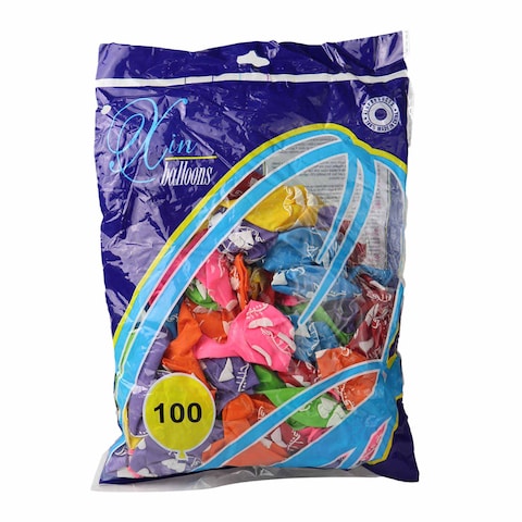 بالونات ملونة مطبوعة - 100 بلونة