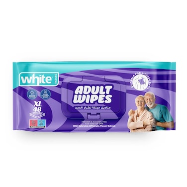 White Adult Wipes - 48 Wipes