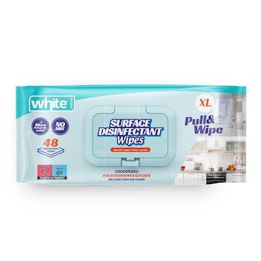 White Surface Disinfectant Wipes - 48 Wipes