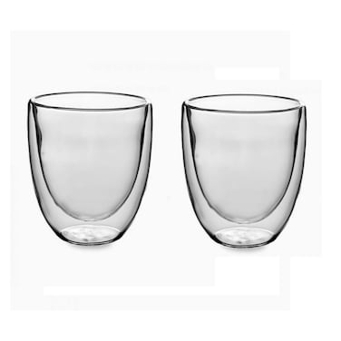 طقم اكواب زينيا بزجاج مزدوج - 120 مل - قطعتين