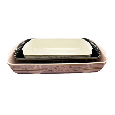 Lotus Rectangular Porcelain Oven Tray - Set of 3 Pieces