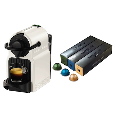 Nespresso Inissia Coffee Machine - Vanilla Cream - D40-EU-CW-NE + 30 Free Coffee Capsules