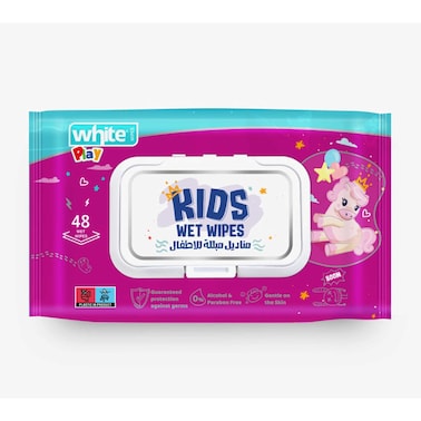 White Kids Wipes - 48 Tissues