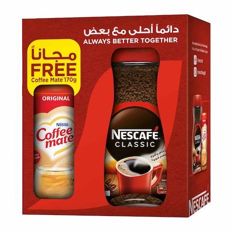 Nescafe Classic Instant Coffee - 190g with Nestle Coffee Mate Creamer - 170g