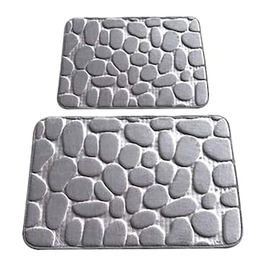 طقم دواسة حمام لا كوليكشن - قطعتين - رمادي غامق