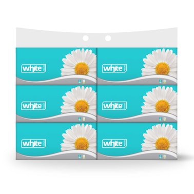 White Flexi Facial Tissues - 500 Tissues - 6 Pieces