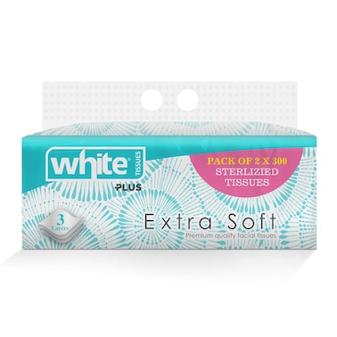 White Extra Soft Tissues - 300 Tissues - 2 Pieces
