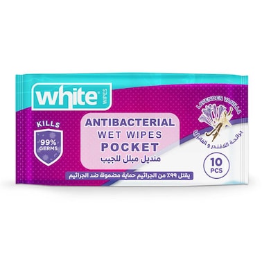 White Pocket Wipes with Lavender - 10 Wipes