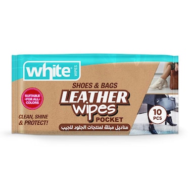 White Pocket Leather Shoes and Bags Wipes - 10 Wipes