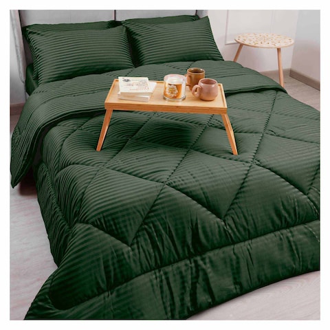 La Collection Striped Comforter - 180*240cm - Dark Green