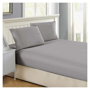 لا كوليكشن لحاف مخطط - 220*240 سم - رمادي