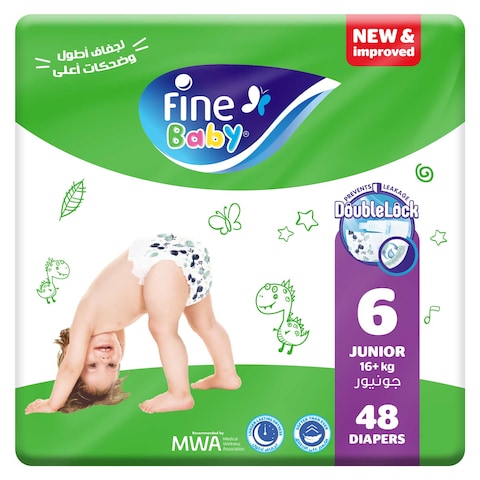 فاين بيبي حفاضات أطفال - مقاس 6 جونيور - وزن +16 كجم - 48 حفاضة