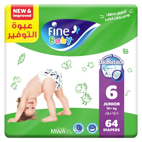 Fine Baby Diapers - Size 6 Junior - 16+ kg - 64 Diaper