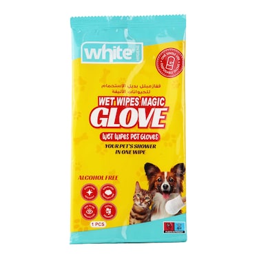 White Wet Wipes Pet Glove